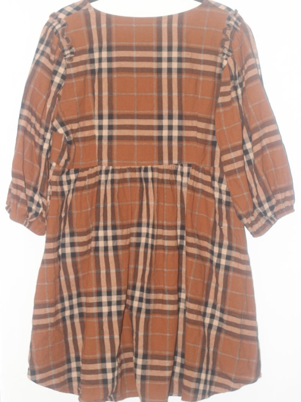 100% cotton plaid babydoll mini dress XL - Picture 5 of 6